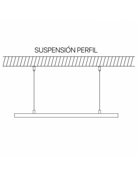 KIT de suspensión acerado para colgar de techo Perfiles aluminio D-360. Esquema de instalación.