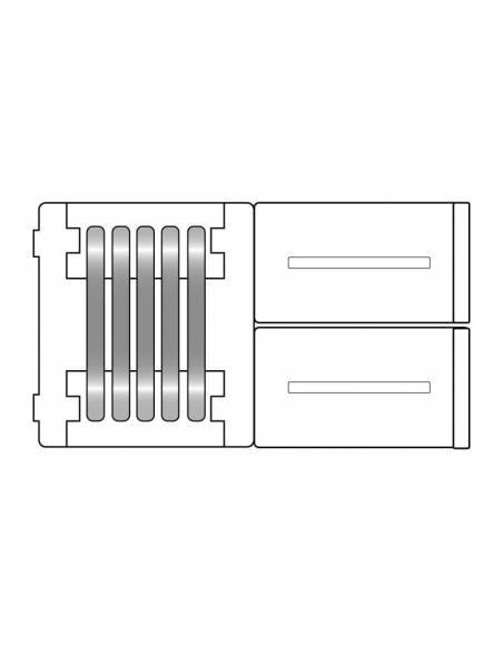 Unión directa de 5 pines. Conector para tiras de led de 12V y 24V de RGBW. Dibujo técnico abierto.