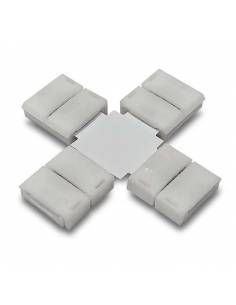 Conector en forma de cruz con cuatro conectores de 5PIN para tiras de led de 12V y 24V RGBW.