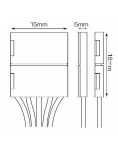 Conector doble con 5 pines de conexión, más un cable, para tiras de led de 12V y 24V RGBW. 2
