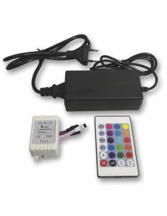 SET CONTROLADOR con Mando y driver 12V para TIRAS LED 24V de 60LED/m. RGB.