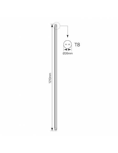 Fluorescente LEUCI PREHEAT TRI-STAR de 36W de potencia, Tubo T8. Dibujo técnico, medidas.