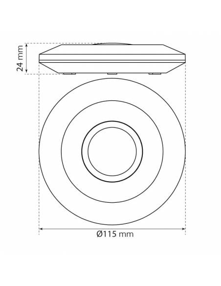 DETECTOR PIR de superficie DISCOLO. Sensor de movimiento de 200W. Medidas y dimensiones.