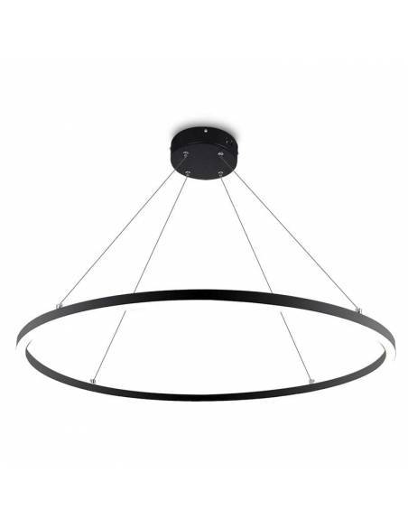 Luminaria colgante de Aro de luz led. Lámpara anillo de luz, carcasa color negro. Potencia de 48W