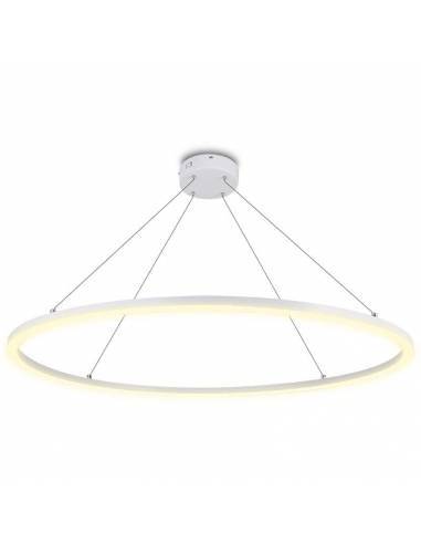 Luminaria colgante de Aro de luz led. Lámpara anillo de luz. Potencia de 60W. Carcasa color blanca. Luz cálida.