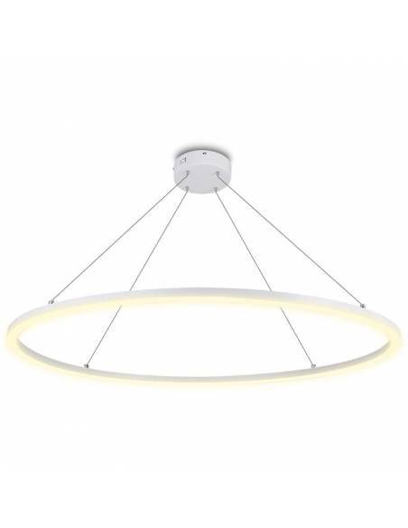 Luminaria colgante de Aro de luz led. Lámpara anillo de luz. Potencia de 60W. Carcasa color blanca. Luz cálida.