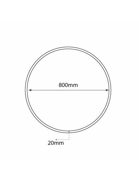 Luminaria colgante de Aro de luz led. Lámpara anillo de luz. Potencia de 60W. Carcasa color blanca. Dibujo técnico diámetro.