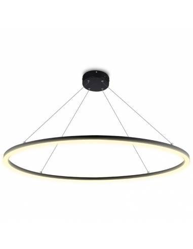 Luminaria colgante de Aro de luz led. Lámpara anillo de luz. Potencia de 60W. Carcasa color negro. Luz cálida.
