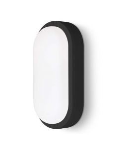 Plafón oval TRAZO de 15W Blanco. Para superficie en pared o techo. Color negro.
