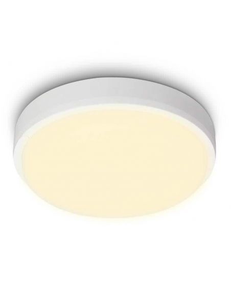 Plafón LED modelo TERRA de 20W redondo. Para superficie. Color Blanco. Luz cálida.