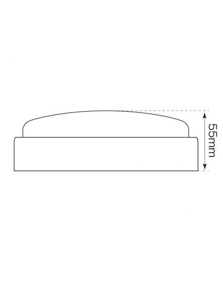 Plafón LED modelo TERRA de 20W redondo. Para superficie. Color Blanco. Medidas laterales.