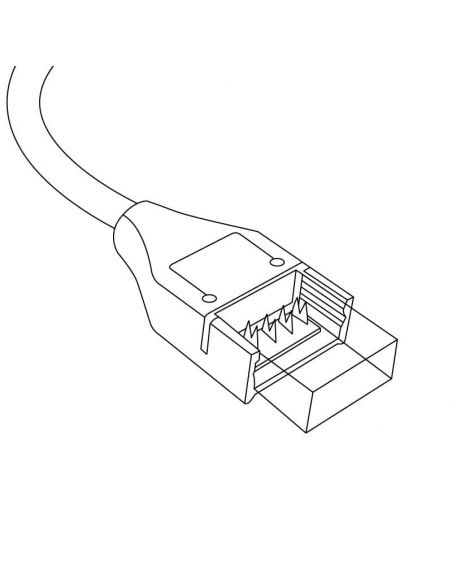 Conector directo V8, con 4 pines de conexión + cable. Para conectar a red, tiras LED RGB. Dibujo técnico.