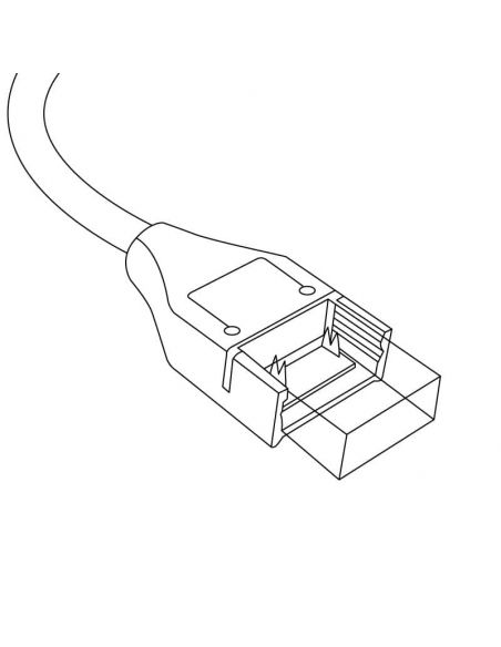 Conector + cable, para la conexión a red de las  Tiras LED 230V modelo ELISE monocolor. Dibujo técnico.