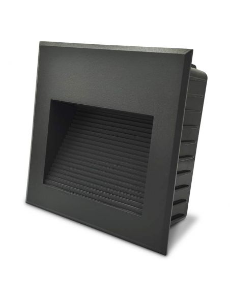 VULCAN-4, baliza LED CUADRADA grande, empotrable para exterior o interior. Modelo en color antracita.