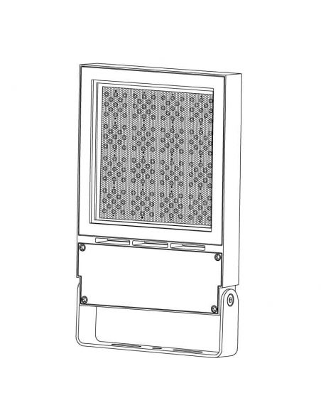 Proyector LED exterior de 200W modelo VIPER. Dibujo técnico.