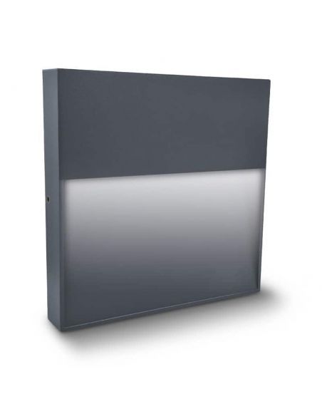 Aplique LED exterior, STRATOR-2 cuadrado de color Antracita, perfil estrecho. LUZ blanca neutra.