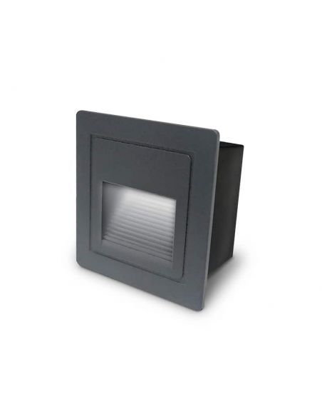 VULCAN-2, baliza LED CUADRADA empotrable para exterior o interior. Modelo en color antracita. LUZ blanca neutra.