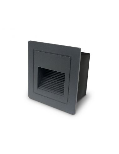 VULCAN-2, baliza LED CUADRADA empotrable para exterior o interior. Modelo en color antracita.