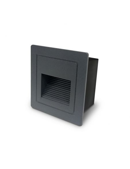 VULCAN-2, baliza LED CUADRADA empotrable para exterior o interior. Modelo en color antracita.