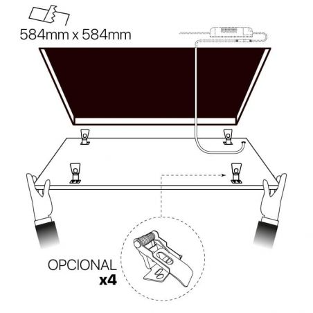 Panel LED, VISIÓN RGB, 60x60 cms. Dibujo de empotrar.