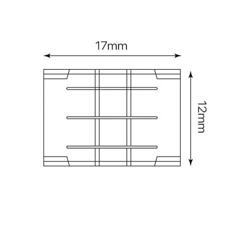 Unión directa de 3 pines. Conector para tiras de led de 12V y 24V de DUALCOLOR. Dibujo técnico.