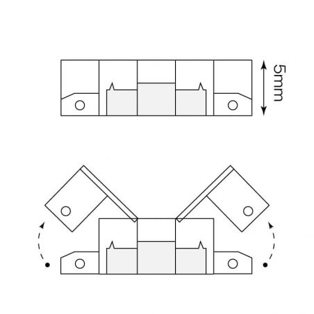 Unión directa de 3 pines. Conector para tiras de led de 12V y 24V de DUALCOLOR. Dibujo técnico lateral