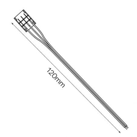 Conector de 3 pines, con cable para conexión de Tiras LED de 12V-24V, DUALCOLOR. Dibujo técnico de conector con cable y medidas.
