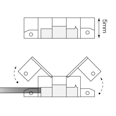 Conector doble de 3 pines, con cable para conexión de Tiras LED de 12V-24V, DUALCOLOR. Dibujo esquemático con cable.