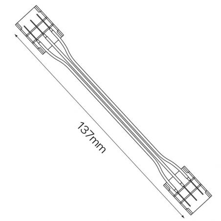 Conector doble de 3 pines, con cable para conexión de Tiras LED de 12V-24V, DUALCOLOR. Dibujo dos conectores y cable.
