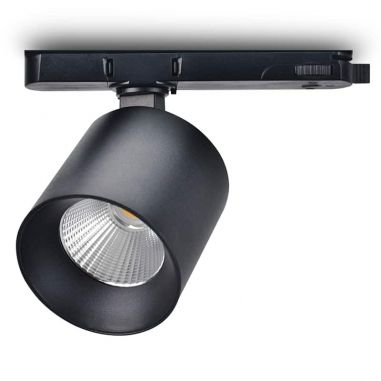 Foco led para carril trifásico, TRACK.31, proyector de 15W, color negro. Luz regulable.