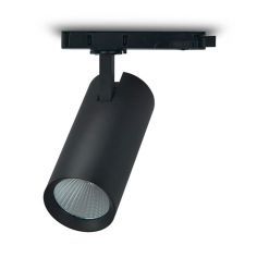 Foco led para carril trifásico, TRACK.33, proyector de 27W, color negro. Luz regulable.