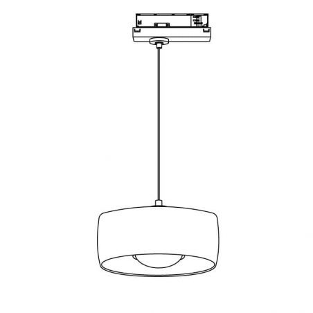 Luminaria LED, UTOPÍA. Lámpara para carril universal trifásico. Color negro. Dibujo técnico.