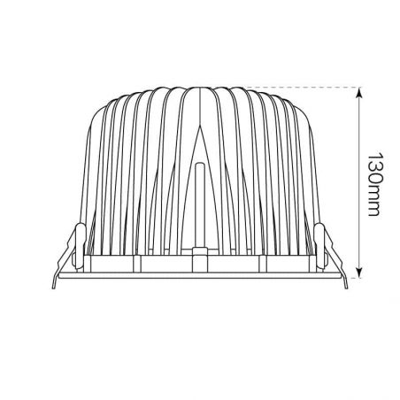 Foco empotrable LED, RATIO DOWN-LED 50W. Dibujo medidas profundidad.