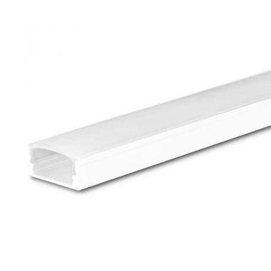 Perfil de aluminio para tiras LED, S-173 de SUPERFICIE (2 metros). Color Blanco.