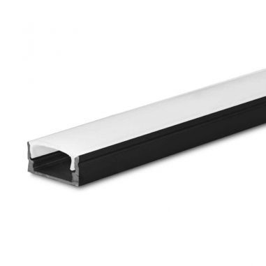 Perfil de aluminio para tiras LED, S-173 de SUPERFICIE (2 metros). Color negro.