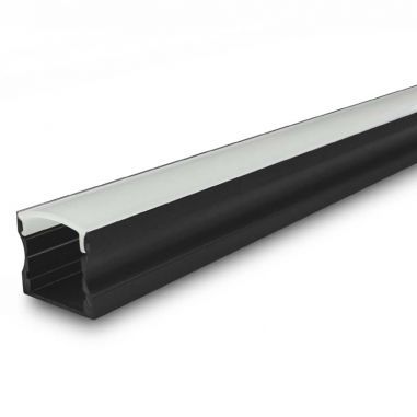Perfil aluminio modelo S.ALTO-170 de 2 metros de longitud, para tiras de led. Color negro.