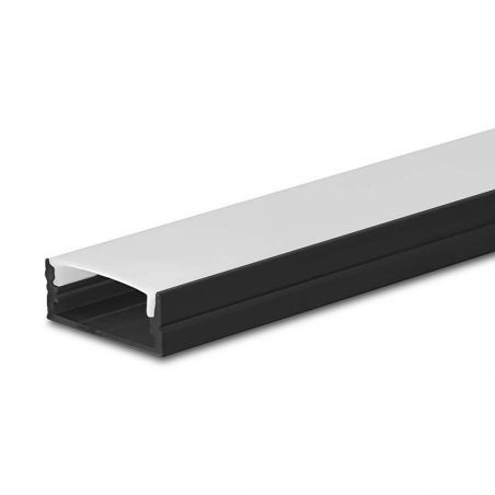 Perfil de aluminio D-235 de superficie, longitud de 2 metros, para tiras de led. Color negro.