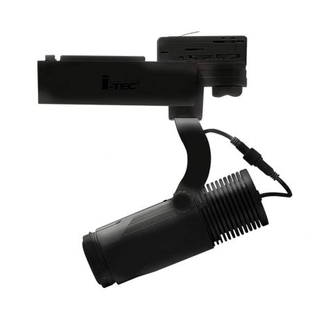 Foco PROYECTOR LED de logotipos, modelo GOGO.3. Color negro. Para Carril trifásico.