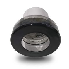 Aro empotrable de CRISTAL redondo, para bombillas GU10. Color negro.