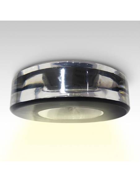 Aro empotrable de CRISTAL redondo, para bombillas GU10. Con luz.