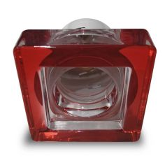 Aro empotrable de CRISTAL cuadrado, para bombillas GU10. Color Rojo.