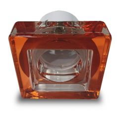 Aro empotrable de CRISTAL cuadrado, para bombillas GU10. Color Ambar.