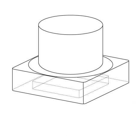 Aro empotrable de CRISTAL cuadrado, para bombillas GU10. Dibujo técnico.