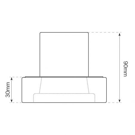 Aro empotrable de CRISTAL cuadrado, para bombillas GU10. Dibujo medidas laterales.