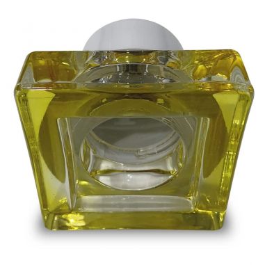 Aro empotrable de CRISTAL cuadrado, para bombillas GU10. Color Amarillo.