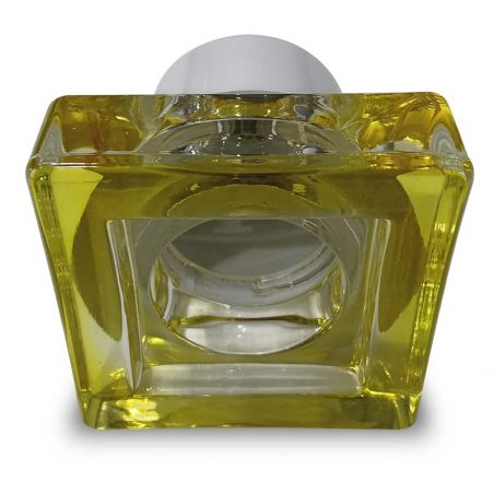Aro empotrable de CRISTAL cuadrado, para bombillas GU10. Color Amarillo.