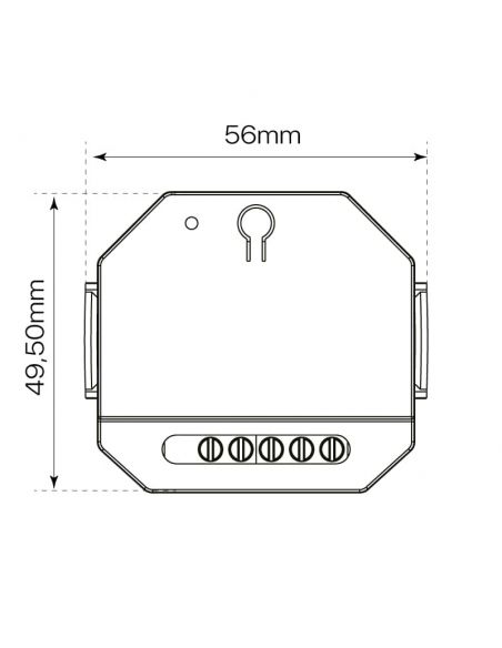 CONTROLADOR.8 compatible para TIRAS DE LED directas a RED, LOTUS y ELISE. Dibujo técnico frontal.