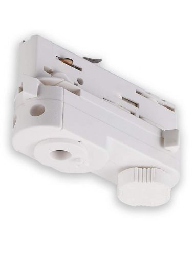 Conector y adaptador para carril trifásico de luminarias y lámparas convencionales, 6 WIRES DALI. Color blanco.