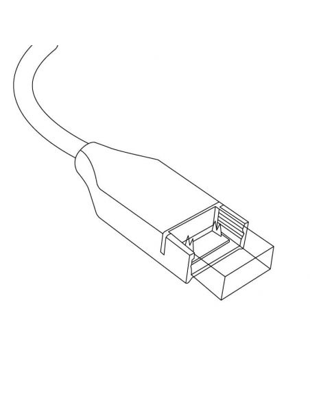 Conector + estabilizador + cable, para la conexión a red de las  Tiras LED 230V modelo ELISE monocolor. Dibujo 1.